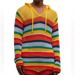 Marni Unisex crochet-knit striped hoodie